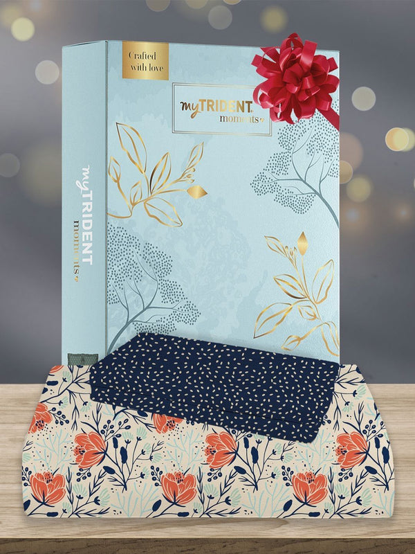 MYTRIDENT Aster Blue Moments Flat 120TC Queen Cotton 1 Bedsheet with 2 Pillow Covers