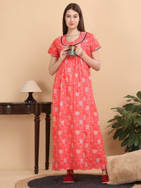 Sweet Dreams Women Printed Pure Cotton Maxi Nightdress