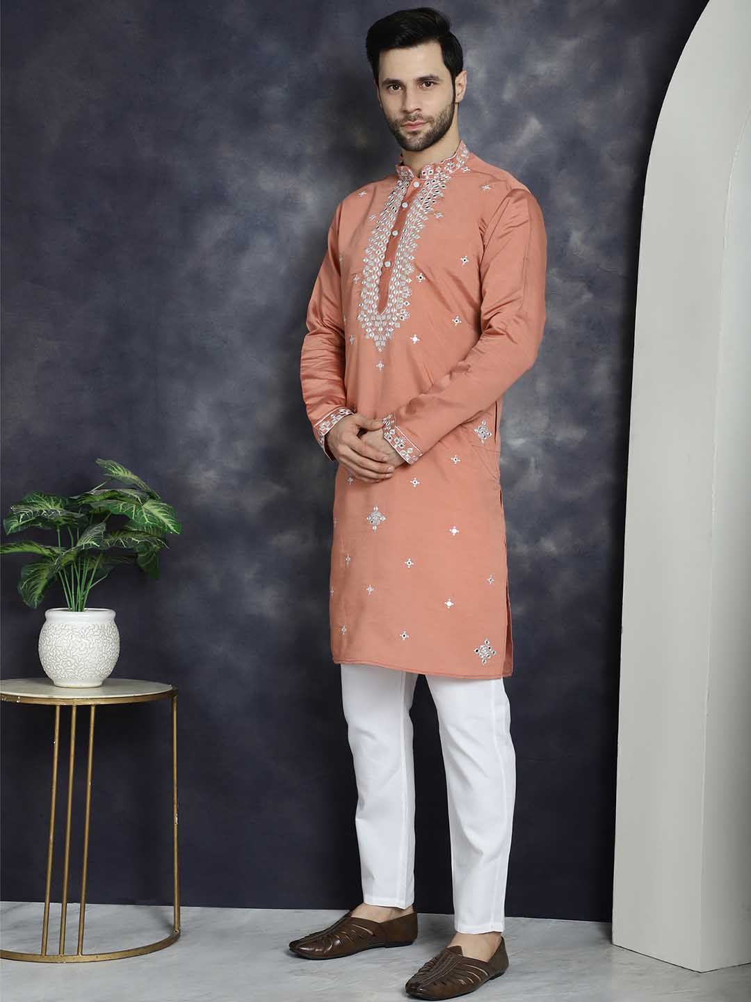 Jompers Embroidered Regular Mirror Work Kurta with Pyjamas