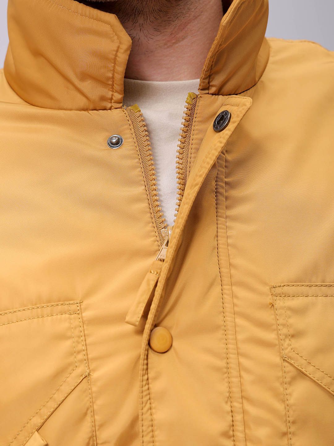 The Indian Garage Co Men Solid Padded Bomber Utility Jacket