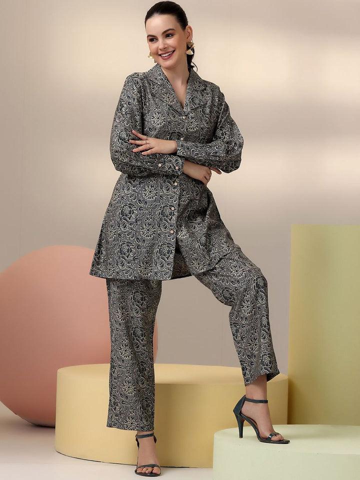 Libas Floral Printed Long Sleeves Shirt With Trousers