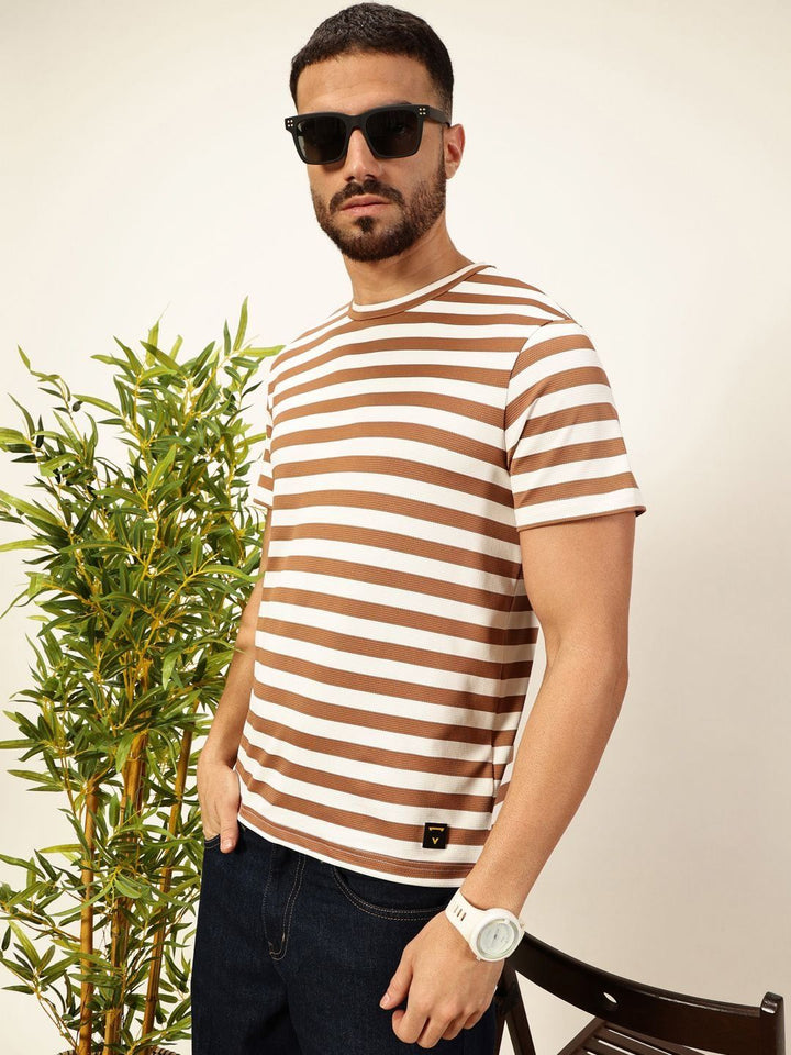 Thomas Scott Men Anti Odour Striped Round Neck T-shirt