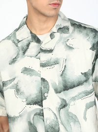 Bene Kleed Men Abstract Printed Cuban Collar Casual Shirt