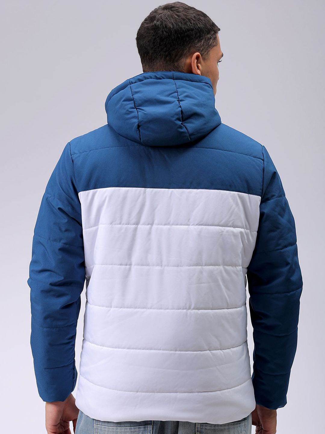 The Indian Garage Co Men Hooded Colourblocked Slim Fit Puffer Jacket