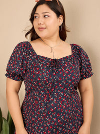 Berrylush Curve Plus Size Floral Printed A-Line Dress