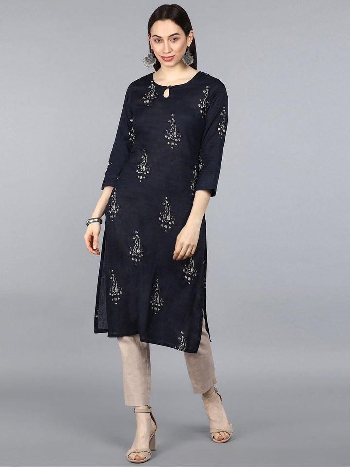 KALINI Women Ethnic Motifs Printed Keyhole Neck Kurta