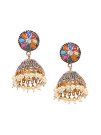 Anouk Gold Plated Cubic Zirconia Studded Dome Shaped Jhumkas