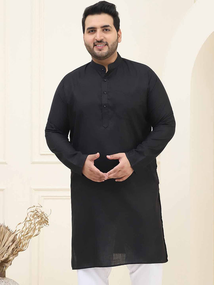 SOJANYA PLUS Band Collar Lengan Panjang Pure Cotton Straight Kurta