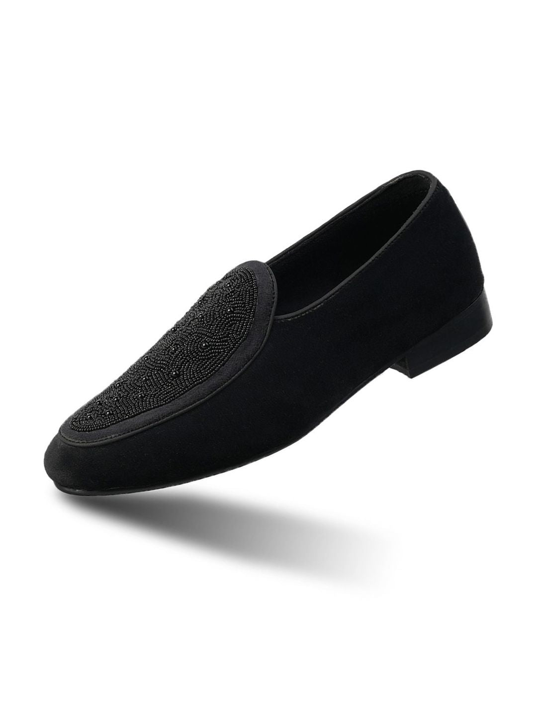 Monkstory Hand-Beaded Slip-ons - Black