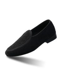 Monkstory Hand-Beaded Slip-ons - Black