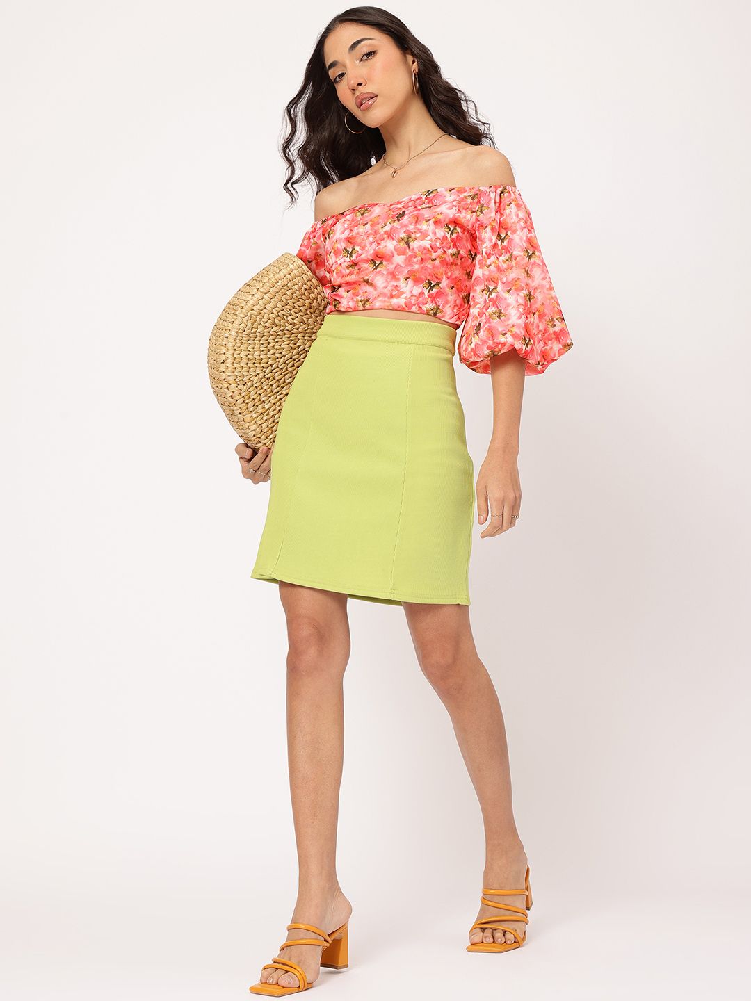 DressBerry Floral Finesse Printed Bardot Top