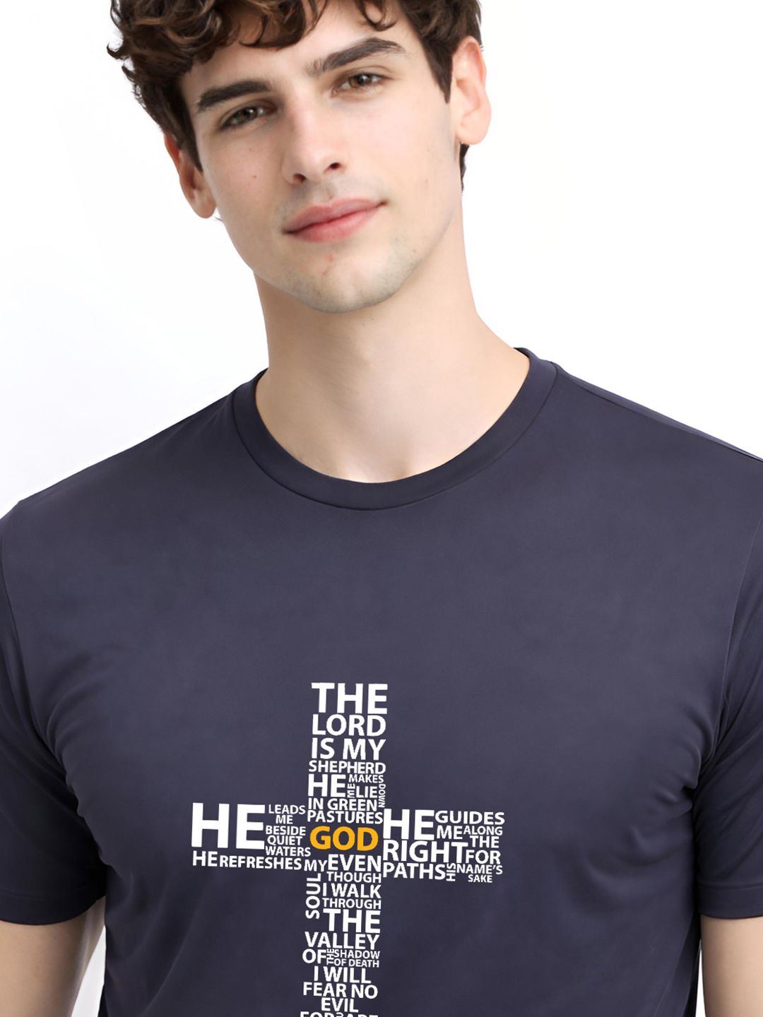 ADRO Typography Printed Round Neck Short Sleeves Regular Fit Pure Cotton T-shirt