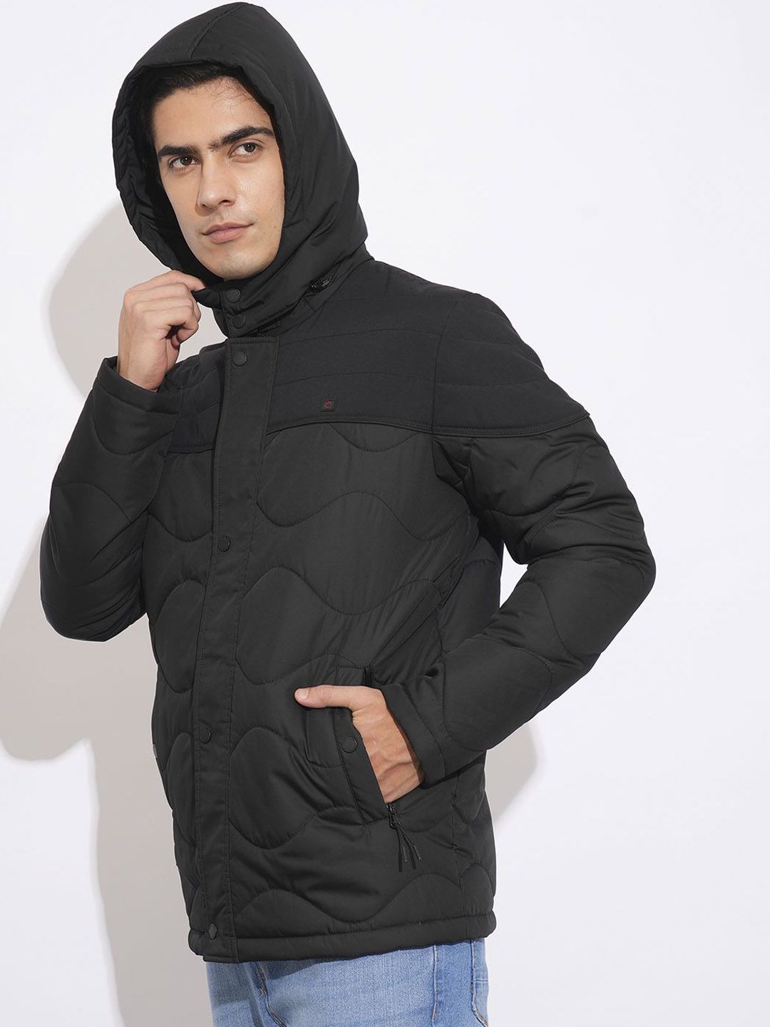 Being Human Men Cotton Black Long Sleeves Quilted Jacket