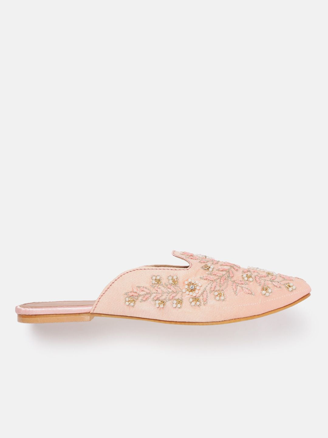 House of Pataudi Floral Embroidered Mules