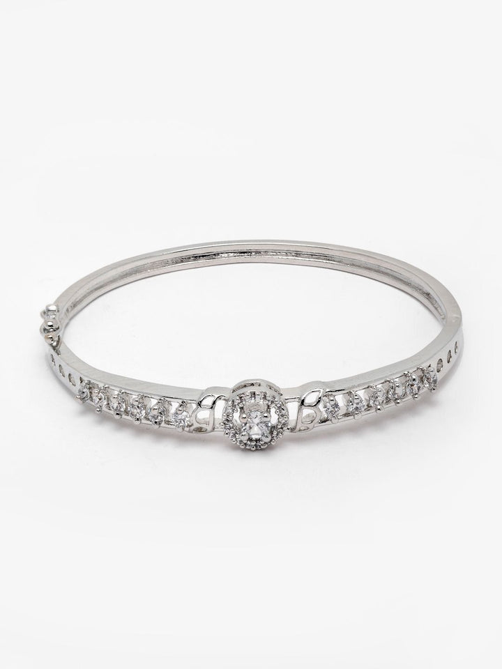 Anouk Women Cubic Zirconia Studded Silver-plated Bangle-Style Gelang