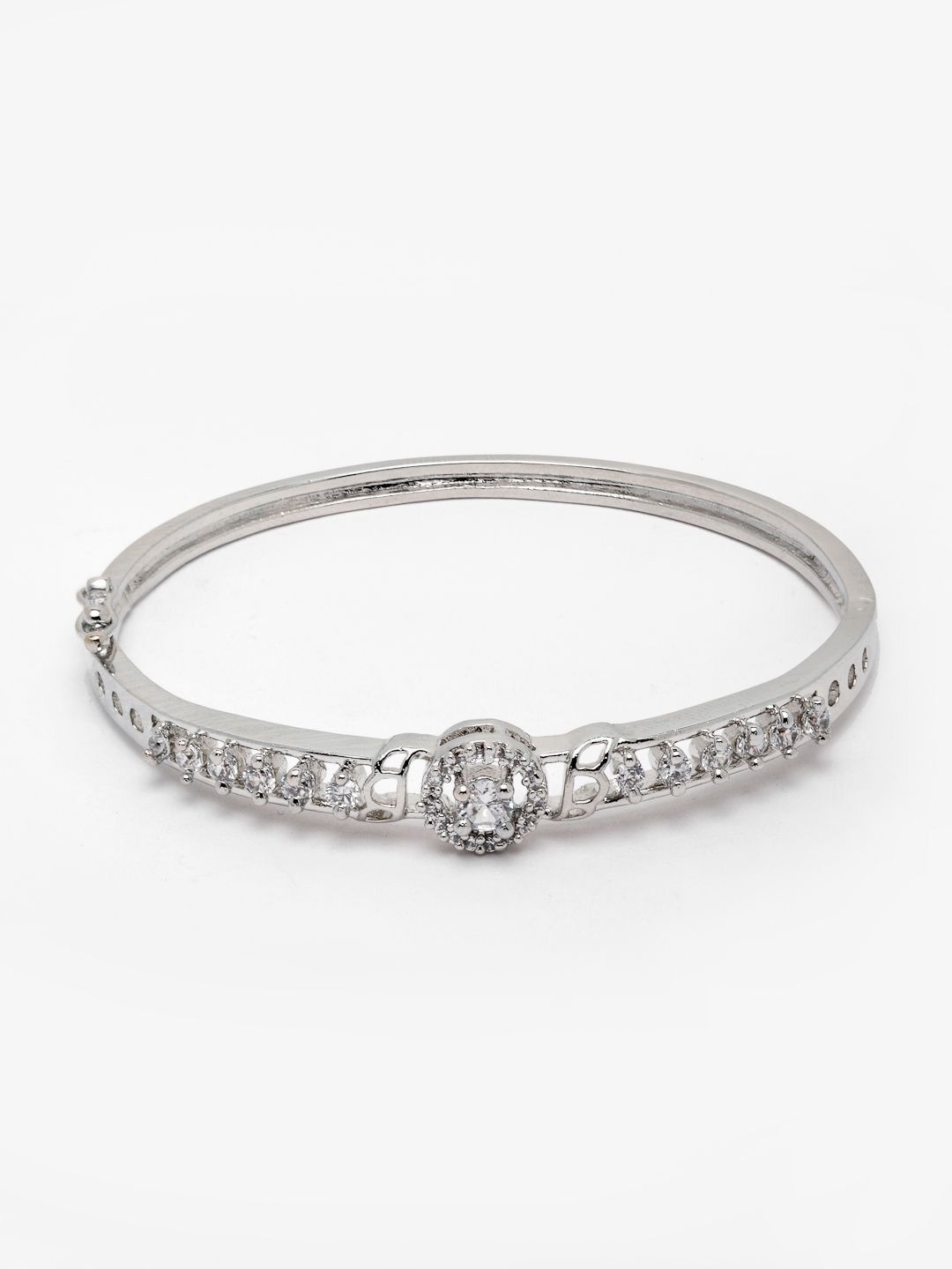 Anouk Women Cubic Zirconia Studded Silver-plated Bangle-Style Gelang