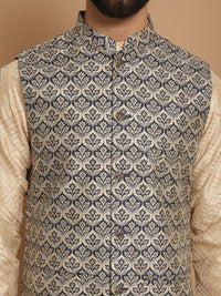 Anouk Embroidered Regular Kurta with Churidar & Nehru jacket
