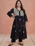 Rumah Wanita Chikankari Kerja Benang Sulam Anarkali Kurta