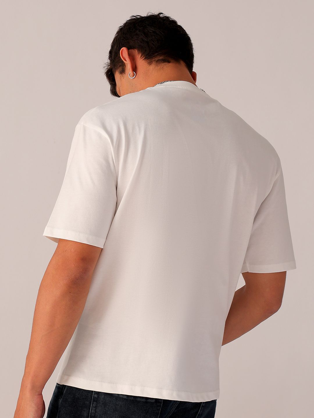The Indian Garage Co Men Typography Printed Pure Cotton Boxy Oversized T-shirt