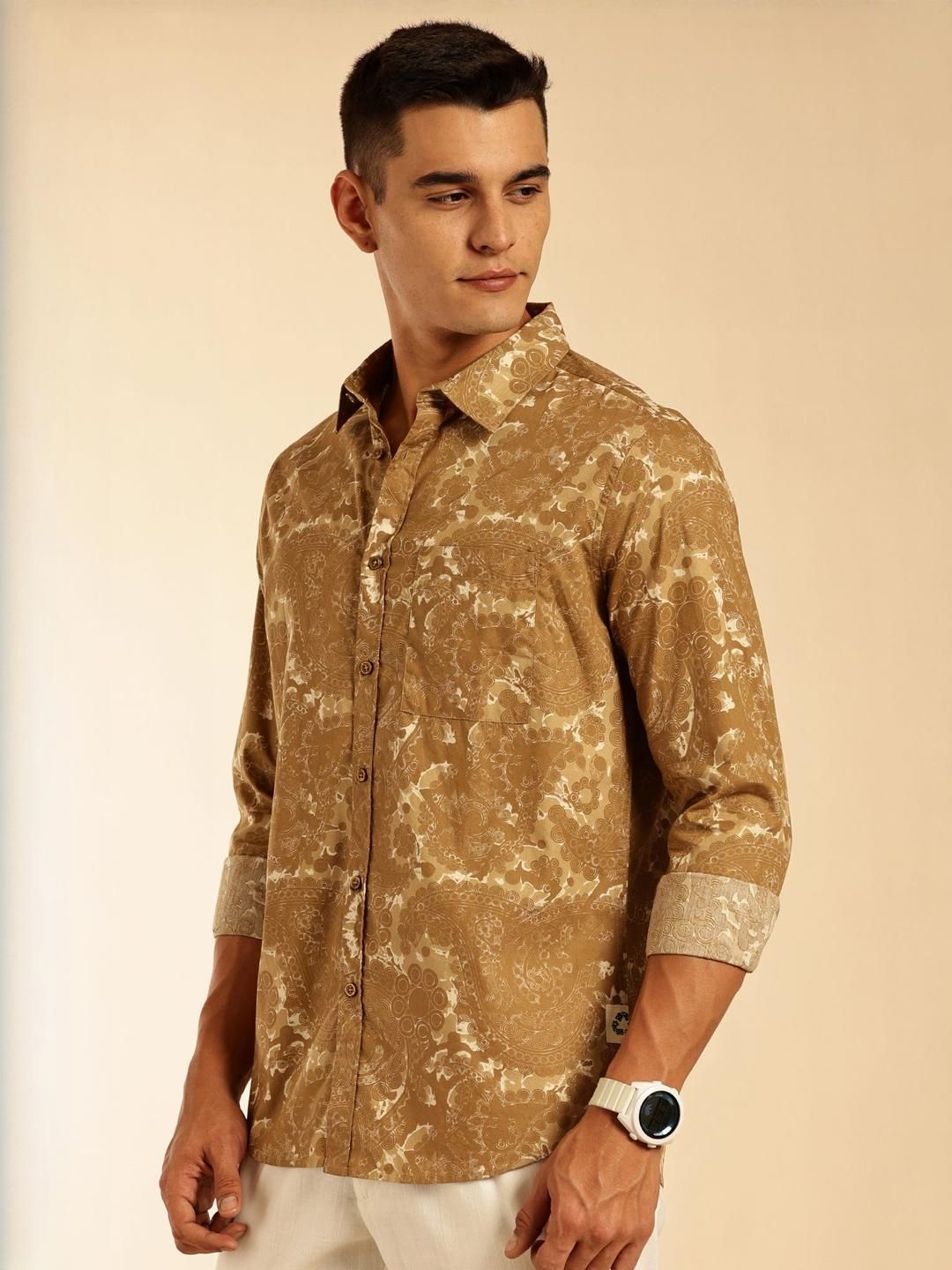 Thomas Scott Men Premium Geometric Printed Cotton Casual Shirt