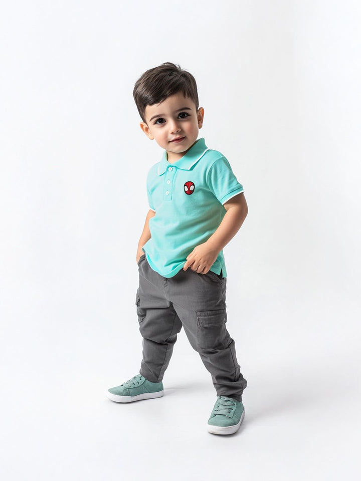 NautiNati Marvel Spiderman Baby Boys Light green Superhero Pure Cotton T Shirt