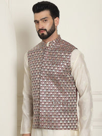 SOJANYA LUXE Men Embroidered Mandarin Collar Nehru Jackets