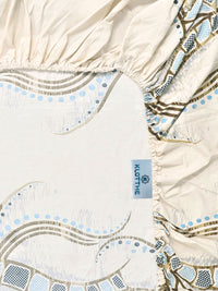 KLOTTHE Warna Krim & Kelabu Bercetak 300 TC Cadar Single Dengan Sarung Bantal-2.25 m x 1.5 m