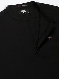 Thomas Scott Men Solid Mandarin Collar Cotton T-Shirt
