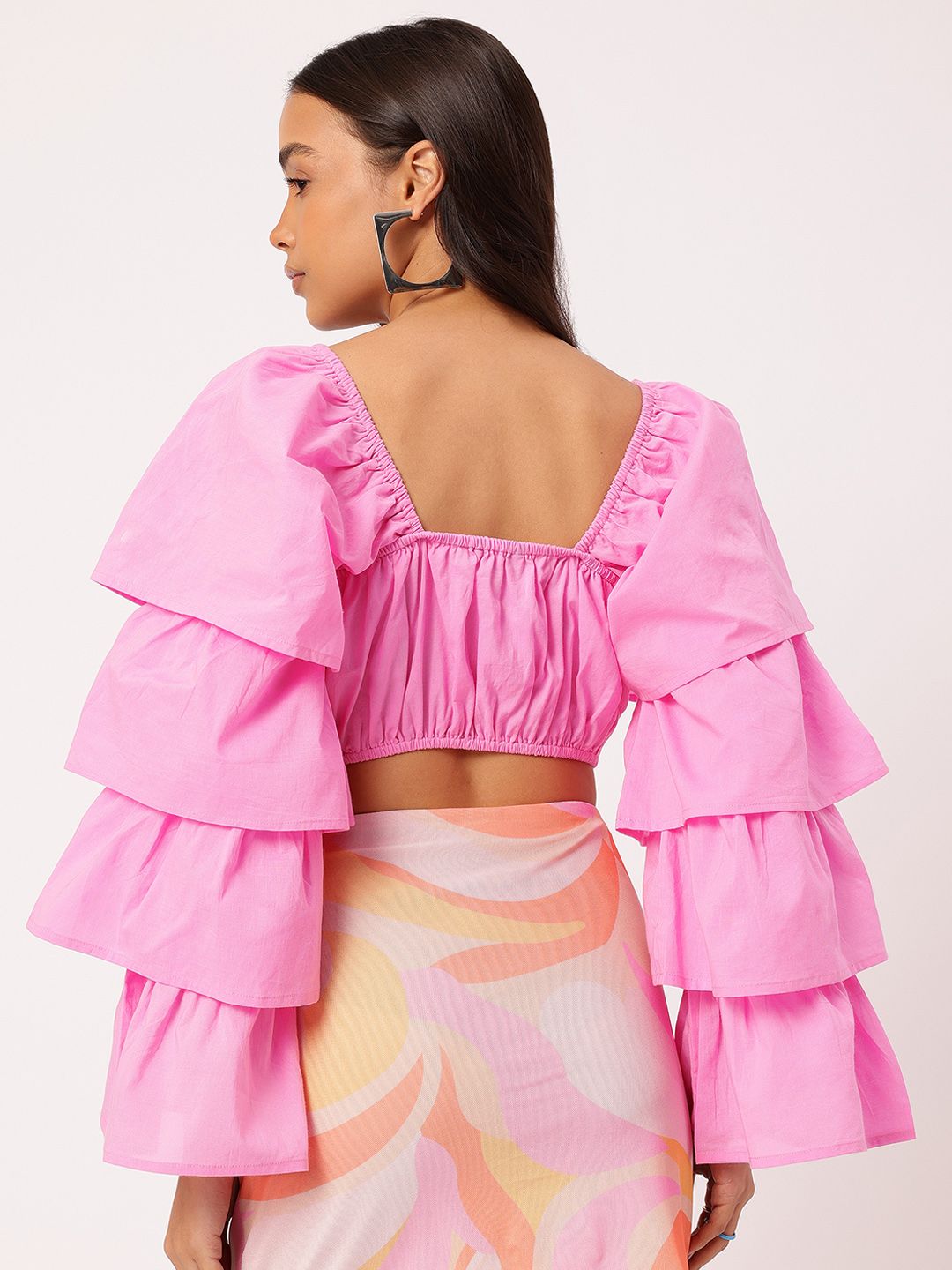 DressBerry Sugar Rush Layered Bell Sleeves Crop Top