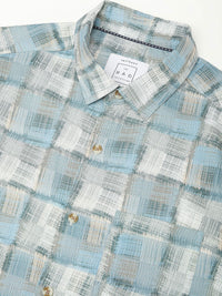 VASTRADO Men Classic Spread Collar Geometric Printed Cotton Slim Fit Casual Shirt