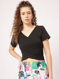 DressBerry Lovely Luxe Twisted & Layered V-Neck Crop Top