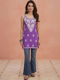 House of Chikankari Women Floral Embroidered Thread Work Kurta