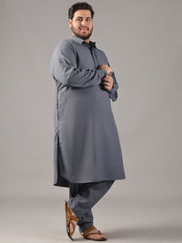 SOJANYA PLUS Plus Size Lelaki Baju Kolar Benang Bekerja Lurus Kurta Dengan Salwar