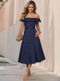 all about you Women A-Line Midi Dress Comes with a belt
