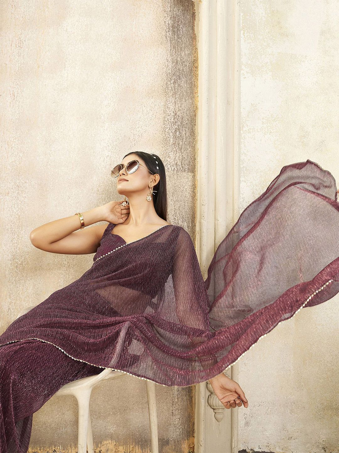 Tikhi Imli Lycra Ready to Wear Saree With Blouse Piece