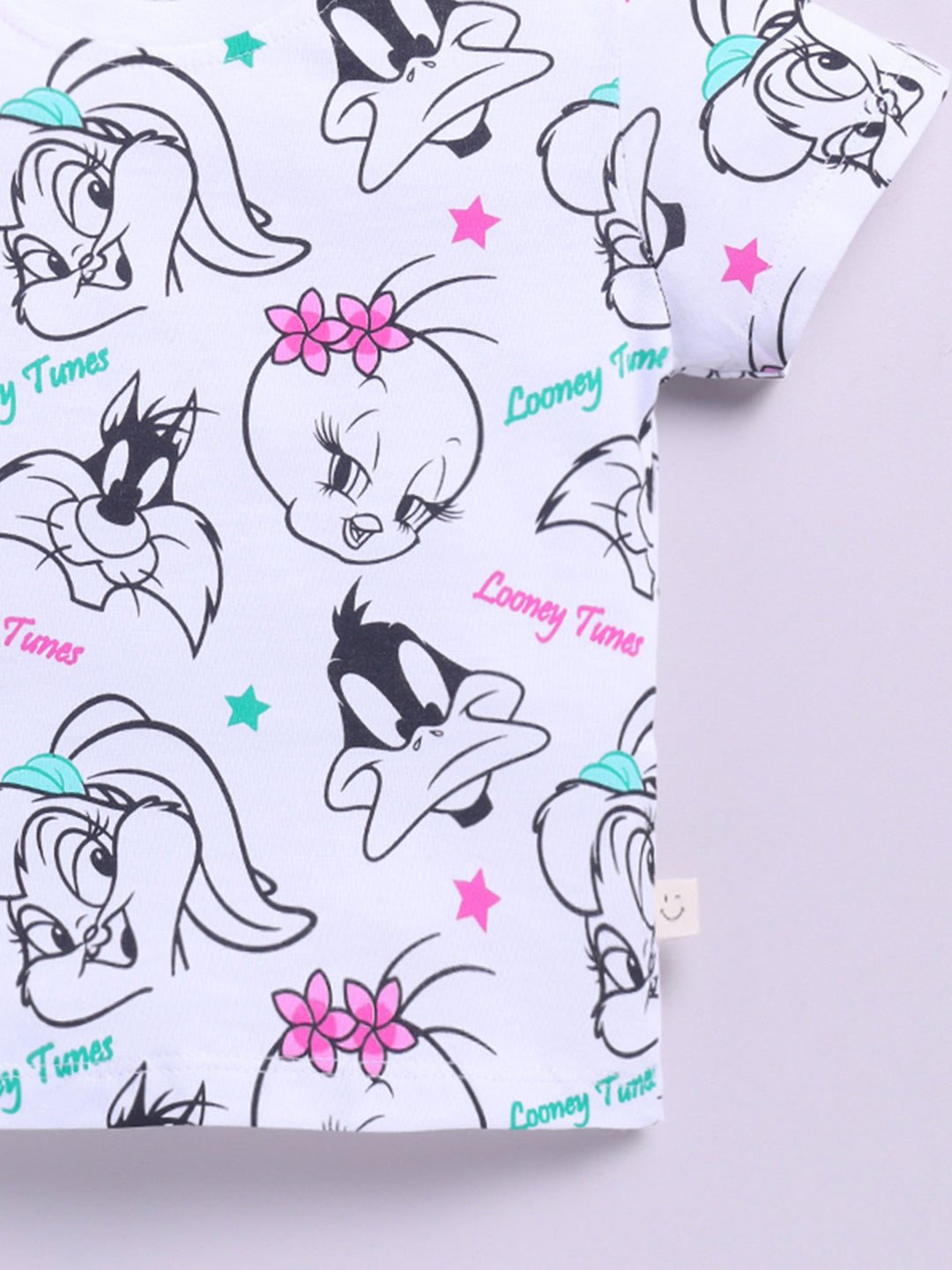 Happy Faces Kids Girls Looney Tunes Printed Pure Cotton T-Shirt