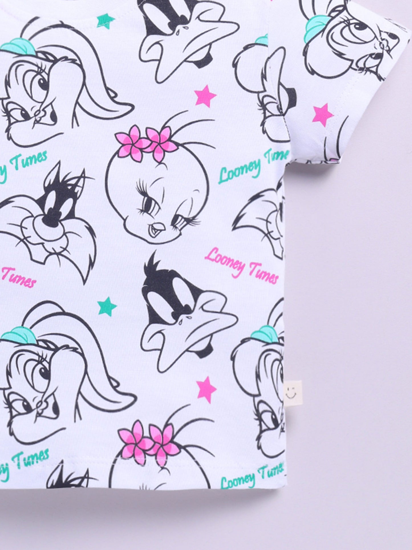 Happy Faces Kids Girls Looney Tunes Printed Pure Cotton T-Shirt