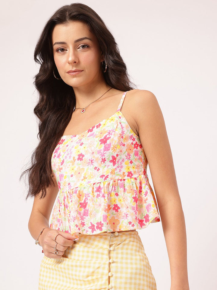 DressBerry Flower Fantasy Strappy Peplum Top