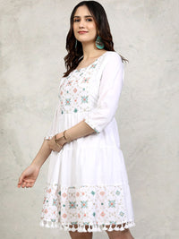 Vishudh Women Floral Embroidered Fit and Flare Mini Dress