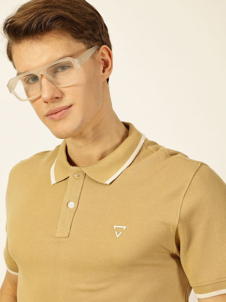 Thomas Scott Men Solid Polo Collar Cotton T-shirt