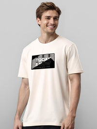 ADRO Typography Printed Round Neck Cotton T-shirt