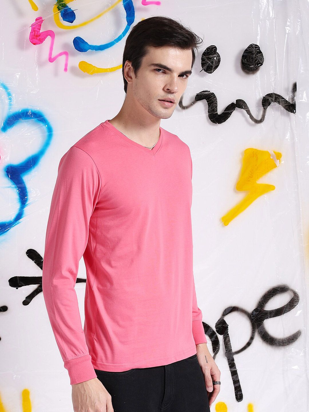 The Indian Garage Co Pink Round Neck Casual T-shirt