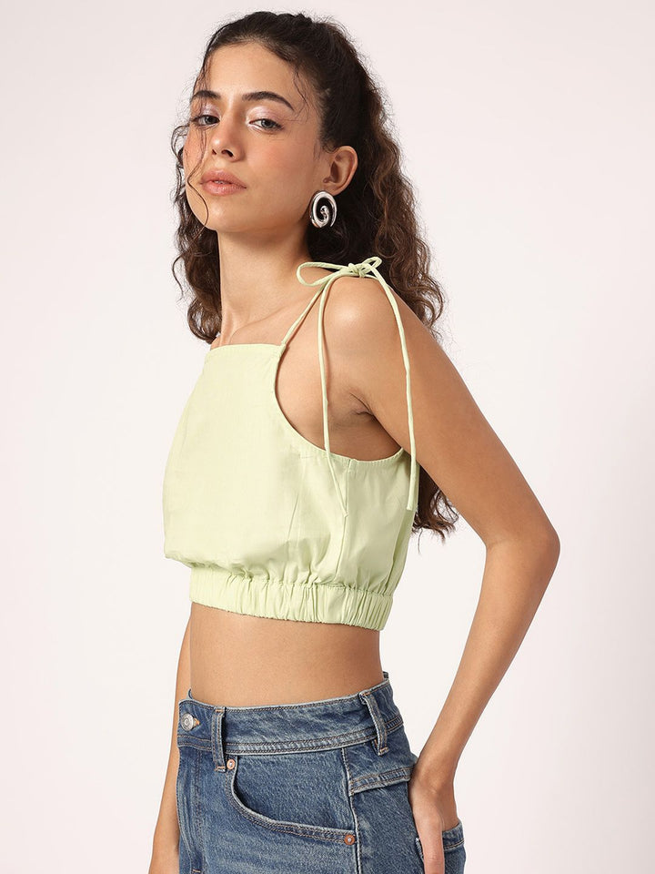 DressBerry Matcha Magic Cinched Waist Crop Top