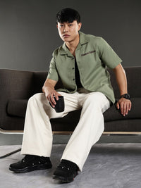 Eszett Limited Edition Embroidered Cutaway Collar Oversized Cotton Casual Shirt