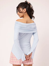 DressBerry It Girl Essential Off Shoulder Asymmetric Bardot Top