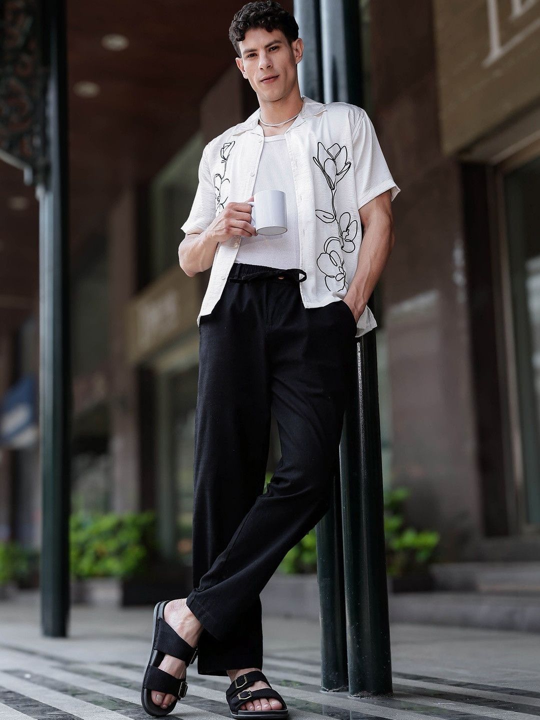 Eszett Men Textured Relaxed Fit Trousers