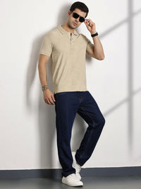 Thomas Scott Men Textured Polo Collar Regular Fit T-shirt