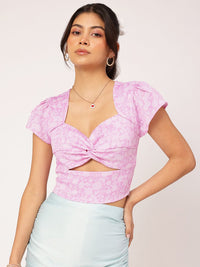 DressBerry Cute Femme Twisted Cut Out Detail Crop Top