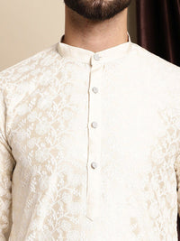 Anouk Floral Embroidered Band Collar Regular Kurta with Churidar