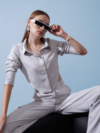 STREET 9 Women Solid Shirt Collar Top